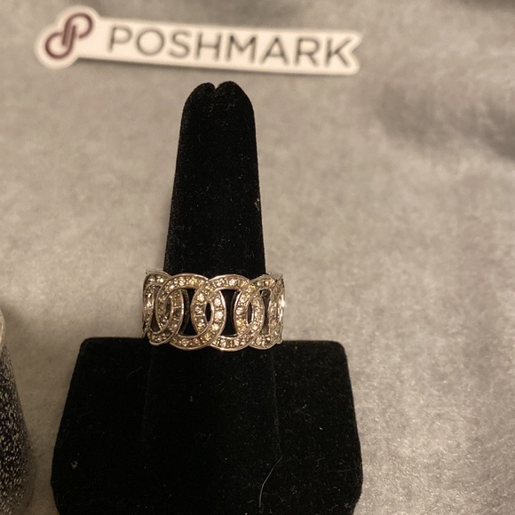 Infinity “CC” Circle Rhinestone size 11 thumb ring! 4 stones are missing. - Picture 2 of 9